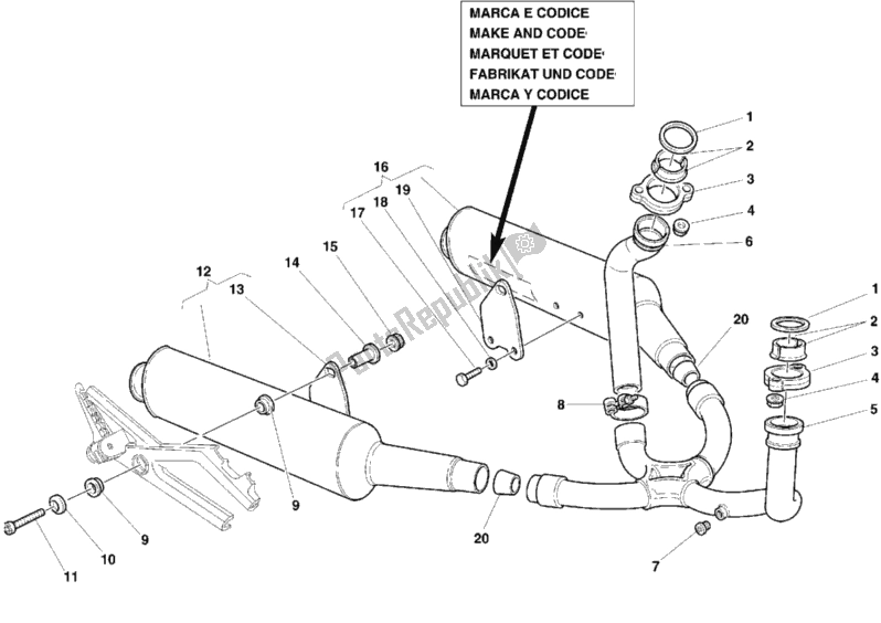Wszystkie części do System Wydechowy Ducati Monster 750 Dark 1999